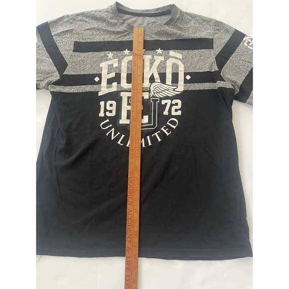 Ecko Unltd Heather Gray Knit Tshirt Short Sleeve 1972 Rhino Striped Mens Medium - Picture 2 of 7